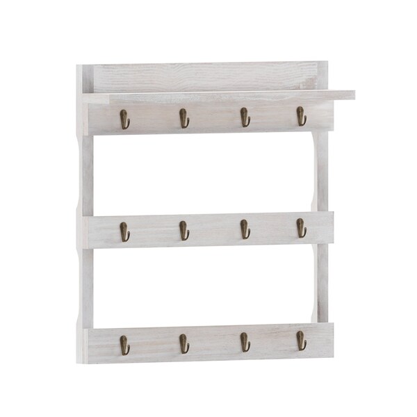 Flash Furniture Whitewashed Coffee Mug Rack with Storage Shelf - HFKHD-GDI-CRE8-032315-GG