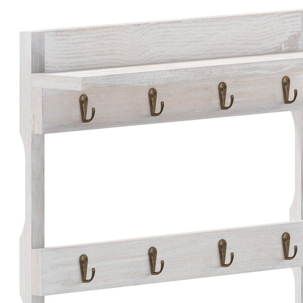 Flash Furniture Whitewashed Coffee Mug Rack with Storage Shelf - HFKHD-GDI-CRE8-032315-GG