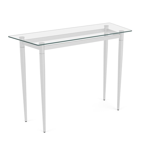 Lesro Siena Lounge Reception Sofa Table 40x15in Glass Top, Brushed Steel - SN0860