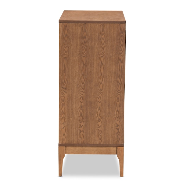 Baxton Studio Ramiel MidCentury Modern Ash Walnut Finished Wood and Rattan 4Drawer Chest - 215-12426-ZORO