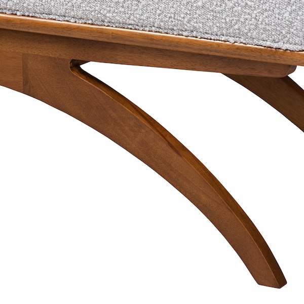 Baxton Studio Orella Japandi Light Grey Boucle Fabric and Walnut Brown Finished Wood Bench - 233-13321-ZORO