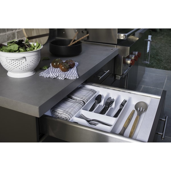Rev-A-Shelf Drawer Insert, Polystyrene, White, 17.5 in W, 2.38 in H, 21.25 in D, 21.25 in L, White - CT-3W-52