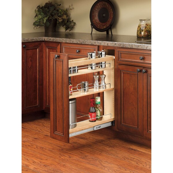 Rev-A-Shelf Maple Veneer, Light Brown, 5 in W, 25.5 in H, 19 in D, 19 in L, Light Brown - 448-BC19-5C