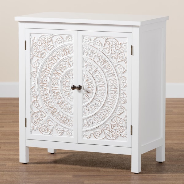 Baxton Studio Yelena Classic and Traditional White Finished Wood 2-Door Storage Cabinet - 236-13335-ZORO