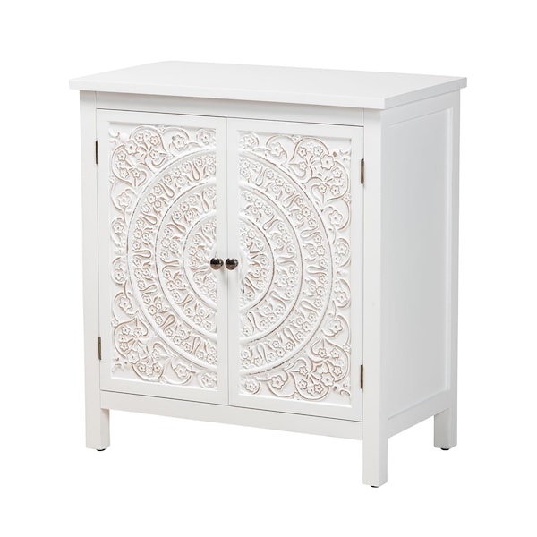 Baxton Studio Yelena Classic and Traditional White Finished Wood 2-Door Storage Cabinet - 236-13335-ZORO