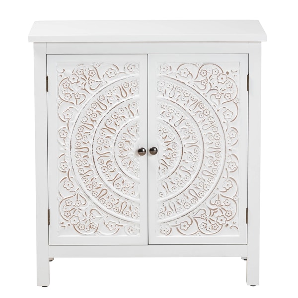 Baxton Studio Yelena Classic and Traditional White Finished Wood 2-Door Storage Cabinet - 236-13335-ZORO