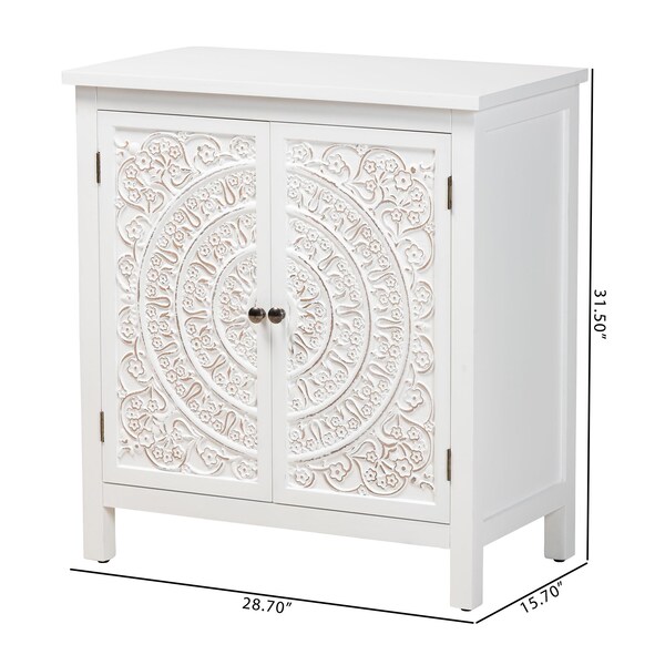 Baxton Studio Yelena Classic and Traditional White Finished Wood 2-Door Storage Cabinet - 236-13335-ZORO