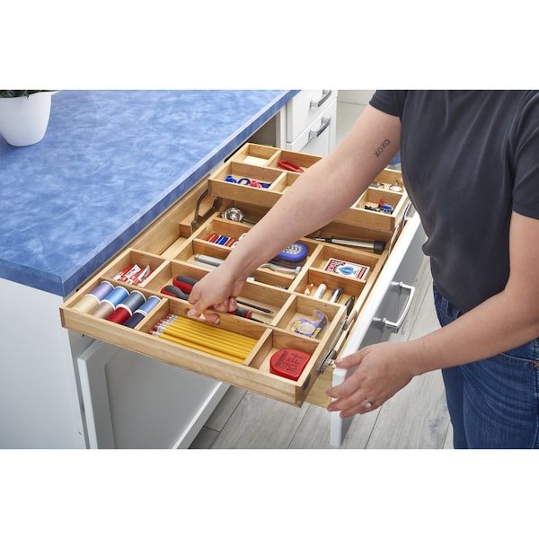 Rev-A-Shelf Drawer Replacement, Maple Veneer, Light Brown, 21 in W, 4.38 in H, 21.53 in D, 21.53 in L - 4WTMD-24HSC-1