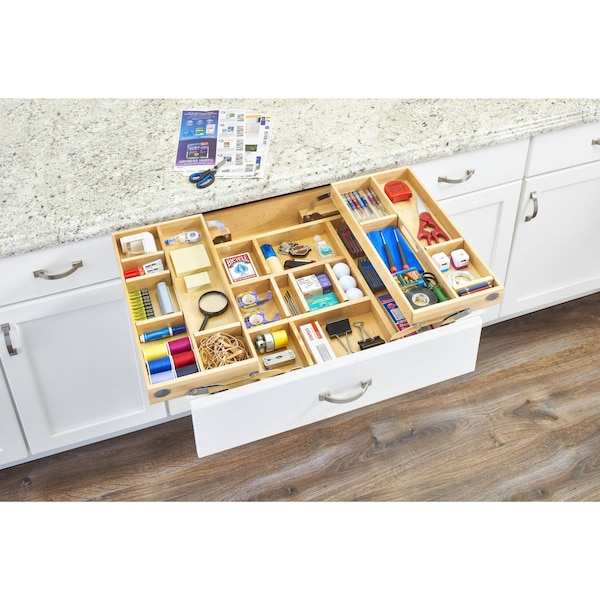 Rev-A-Shelf Drawer Replacement, Maple Veneer, Light Brown, 21 in W, 4.38 in H, 21.53 in D, 21.53 in L - 4WTMD-24HSC-1