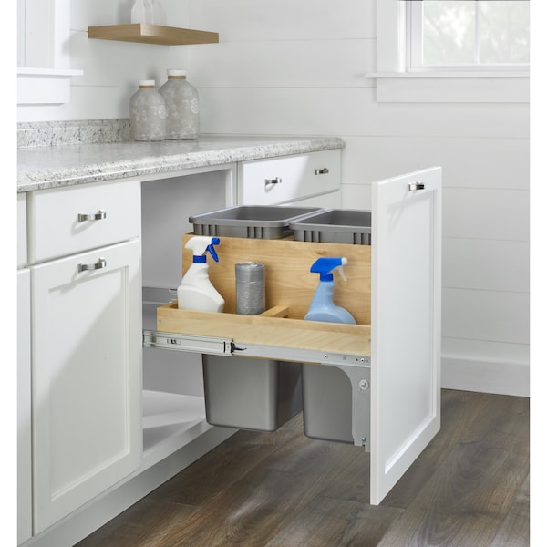 Rev-A-Shelf Maple Veneer, Light Brown, 21 in W, 21.75 in H, 22.5 in D, 22.5 in L, Light Brown - 4WCTM-2450BBSCDM-2