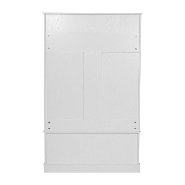 Flash Furniture Fraser 40" Wide Hall Tree with Double Door Storage Bench, Coat Rack with 4 Black Double Hooks, and 2 Upper Storage Cubbies in White - NAN-FY-HY-HT04-WHT-GG