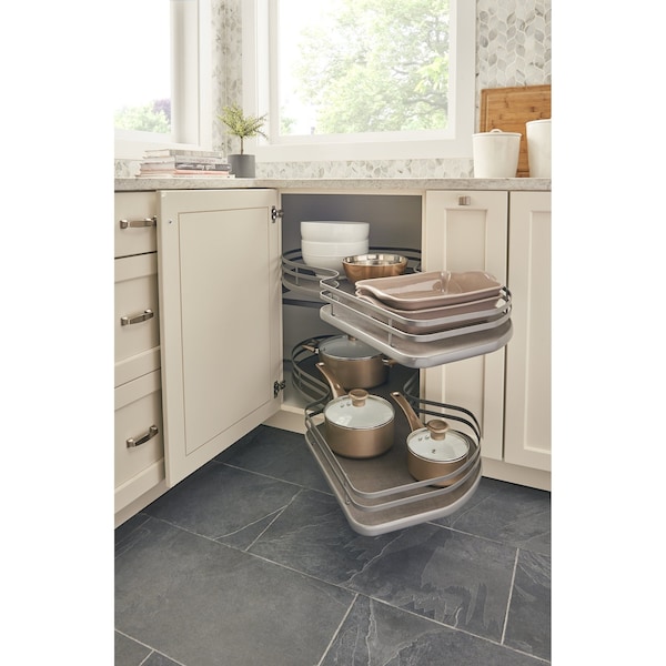 Rev-A-Shelf Steel, Orion Gray, 37.6 in W, 24.5 in H, 21.55 in D, 21.55 in L, Orion Gray - 5372-18-FOG-R