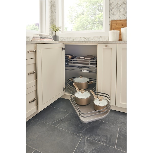 Rev-A-Shelf Steel, Orion Gray, 37.6 in W, 24.5 in H, 21.55 in D, 21.55 in L, Orion Gray - 5372-18-FOG-R