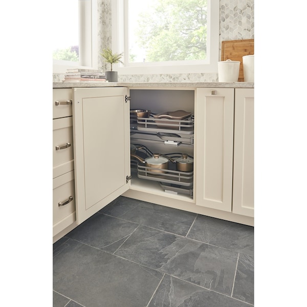 Rev-A-Shelf Steel, Orion Gray, 37.6 in W, 24.5 in H, 21.55 in D, 21.55 in L, Orion Gray - 5372-18-FOG-R