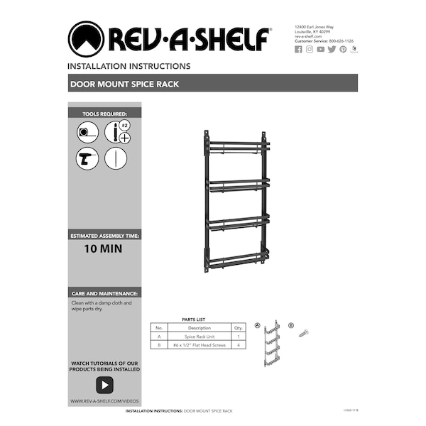 Rev-A-Shelf Steel, Orion Gray, 13.62 in W, 23.35 in H, 2.48 in D, 2.48 in L, Orion Gray - 5365-14-FOG