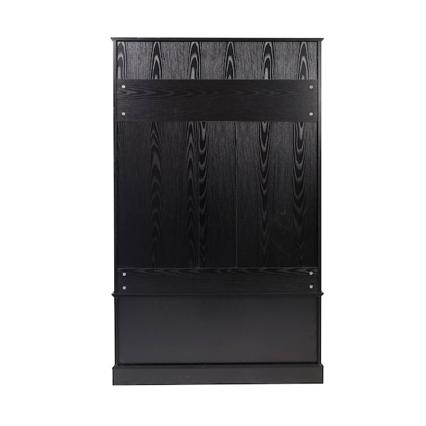 Flash Furniture Fraser 40" Wide Hall Tree with Double Door Storage Bench, Coat Rack with 4 Black Double Hooks, and 2 Upper Storage Cubbies in Black - NAN-FY-HY-HT04-BLK-GG