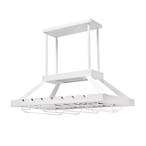 Elegant Designs 2 Light LED Overhead Wine Rack, White - WR1000-WHT