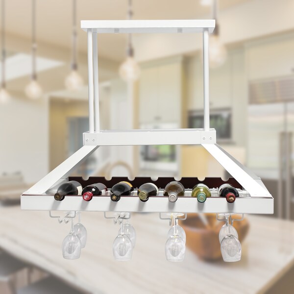 Elegant Designs 2 Light LED Overhead Wine Rack, White - WR1000-WHT