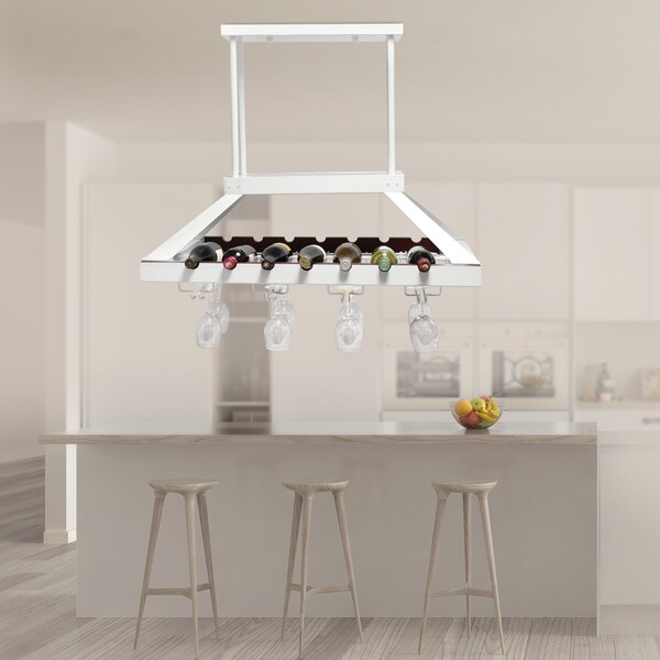 Elegant Designs 2 Light LED Overhead Wine Rack, White - WR1000-WHT