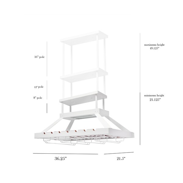 Elegant Designs 2 Light LED Overhead Wine Rack, White - WR1000-WHT