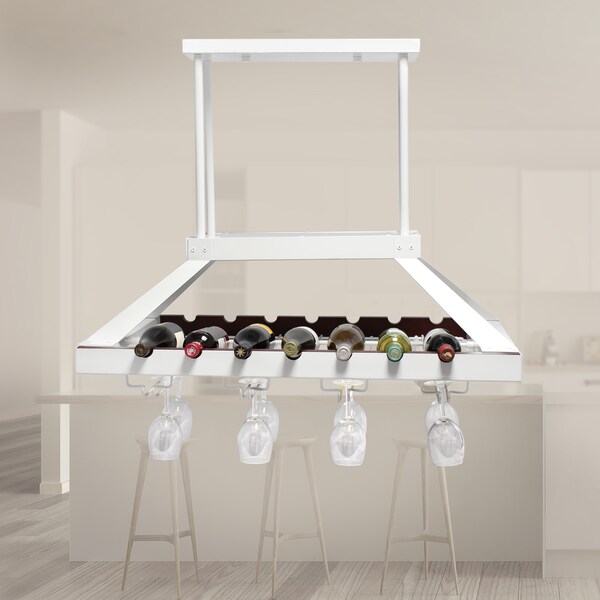 Elegant Designs 2 Light LED Overhead Wine Rack, White - WR1000-WHT