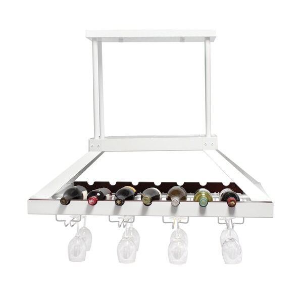 Elegant Designs 2 Light LED Overhead Wine Rack, White - WR1000-WHT