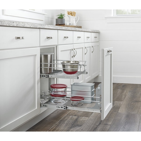 Rev-A-Shelf Steel, Silver, 11.75 in W, 19 in H, 22 in D, 22 in L, Silver - 5WB2-1222CR-1