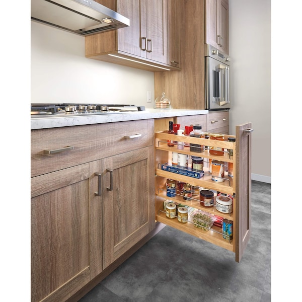 Rev-A-Shelf Maple Veneer, Light Brown, 6.25 in W, 25.6 in H, 21.75 in D, 21.75 in L, Light Brown - 449-BCSC-5C