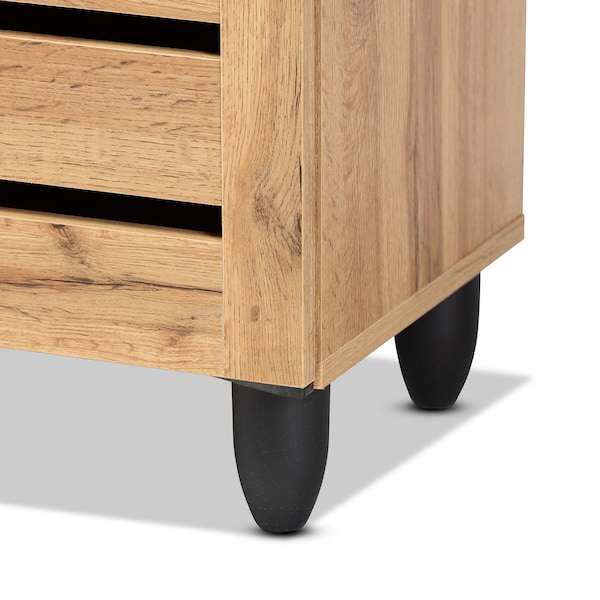 Baxton Studio Gisela Modern and Contemporary Oak Brown Finished Wood 2-Door Shoe Storage Cabinet - 189-11993-ZORO