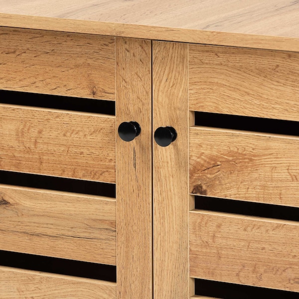Baxton Studio Gisela Modern and Contemporary Oak Brown Finished Wood 2-Door Shoe Storage Cabinet - 189-11993-ZORO