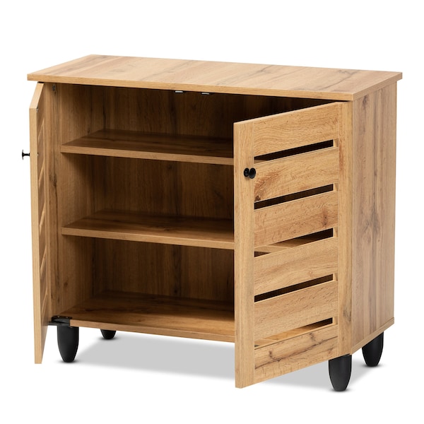 Baxton Studio Gisela Modern and Contemporary Oak Brown Finished Wood 2-Door Shoe Storage Cabinet - 189-11993-ZORO