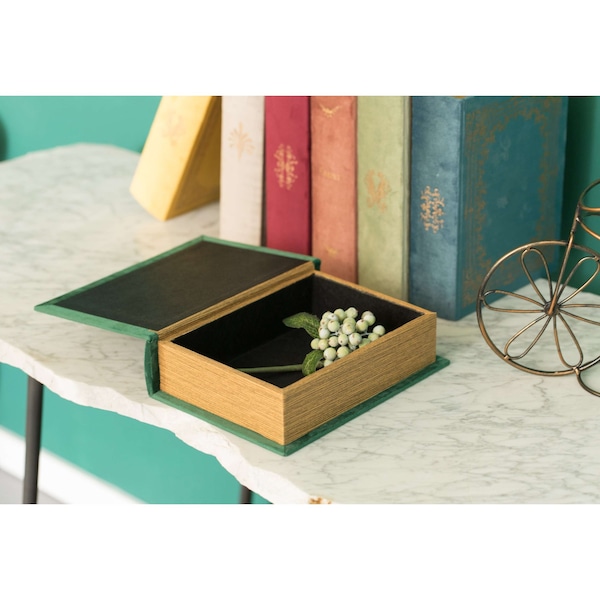 Vintiquewise Decorative Vintage Book Shaped Trinket Storage Box- Green - QI003691.G