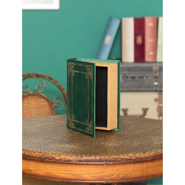 Vintiquewise Decorative Vintage Book Shaped Trinket Storage Box- Green - QI003691.G