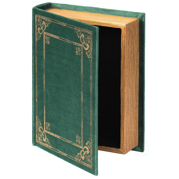 Vintiquewise Decorative Vintage Book Shaped Trinket Storage Box- Green - QI003691.G