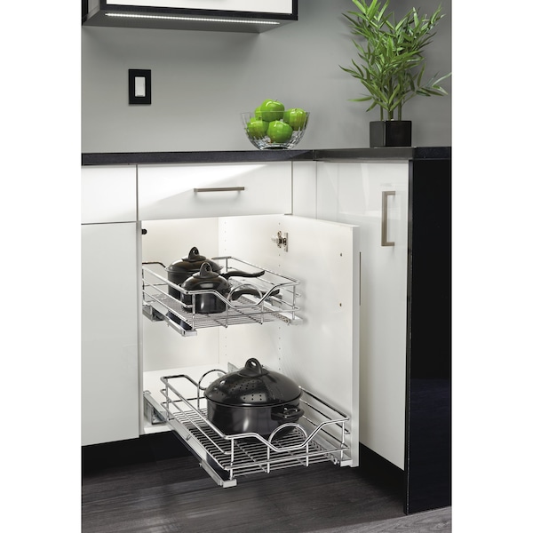 Rev-A-Shelf Steel, Silver, 14.5 in W, 5.3 in H, 21.9 in D, 21.74 in L, Silver - 5730-15CR