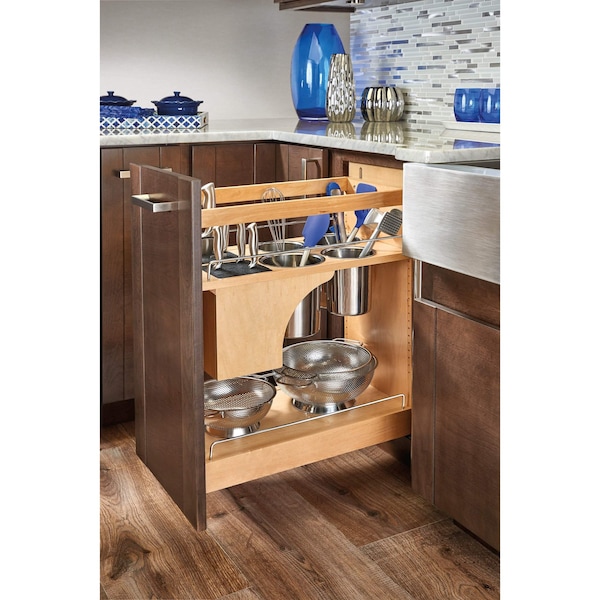 Rev-A-Shelf Maple Wood; Steel; Plastic, Natural Maple, 11.75 in W, 25.5 in H, 21.63 in D - 448KB-BCSC-11C