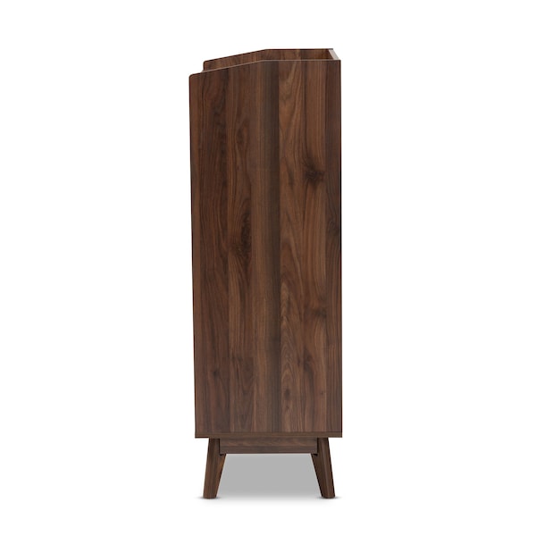 Baxton Studio Lena Mid-Century Walnut Brown Finished 5-Drawer Wood Chest - 157-9535