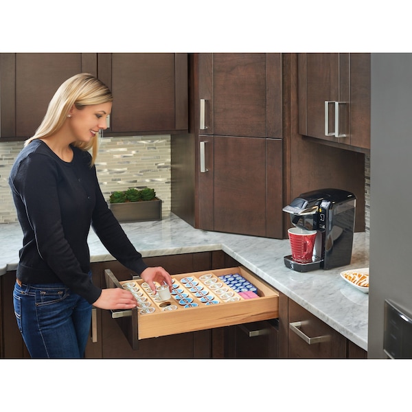 Rev-A-Shelf Drawer Insert, Maple Wood, Natural Maple, 22 in W, 2.38 in H, 19.75 in D - 4CDI-24-KCUP-1