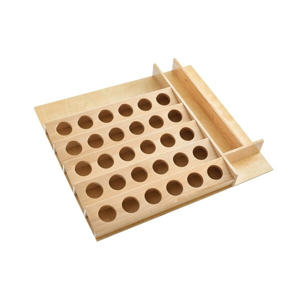 Rev-A-Shelf Drawer Insert, Maple Wood, Natural Maple, 22 in W, 2.38 in H, 19.75 in D - 4CDI-24-KCUP-1