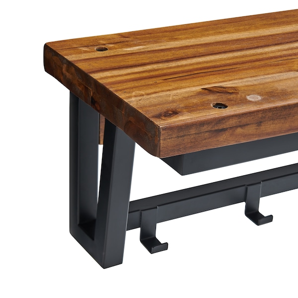 Alaterre Furniture Claremont 40"L Rustic Wood Coat Hook and Bench Set - ANCM042474