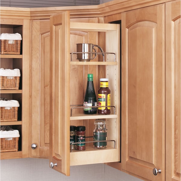 Rev-A-Shelf Maple Wood; Steel, Natural Maple, 5 in W, 26.25 in H, 10.75 in D - 448-WC-5C