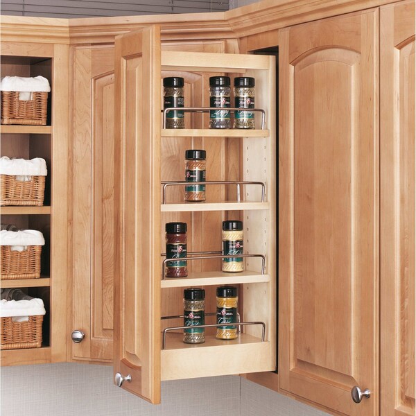 Rev-A-Shelf Maple Wood; Steel, Natural Maple, 5 in W, 26.25 in H, 10.75 in D - 448-WC-5C