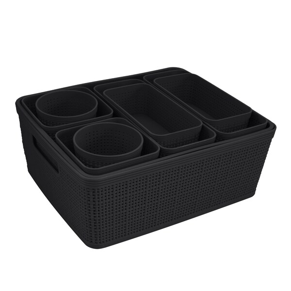 Simplify Plastic, Black, 11.42 in W, 13.78 in D, 13.78 in L - 30001-BLACK