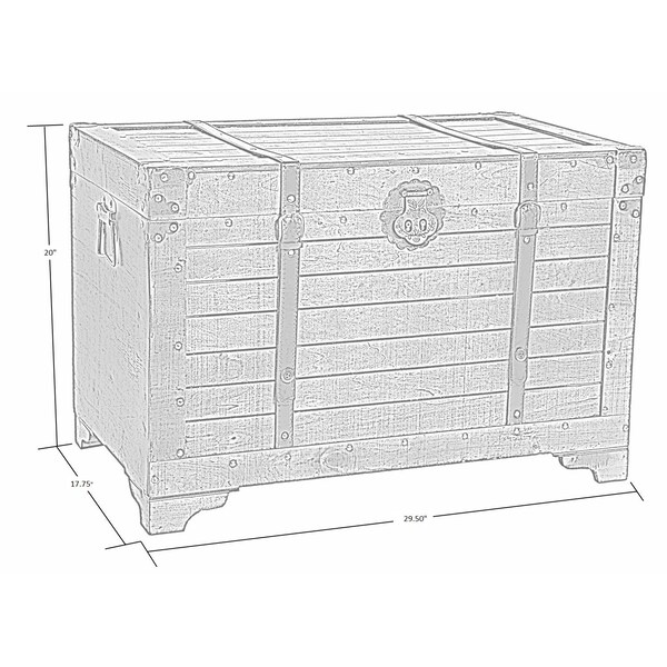 Vintiquewise Old Fashioned Large Natural Wood Storage Trunk and Coffee Table - QI003414L