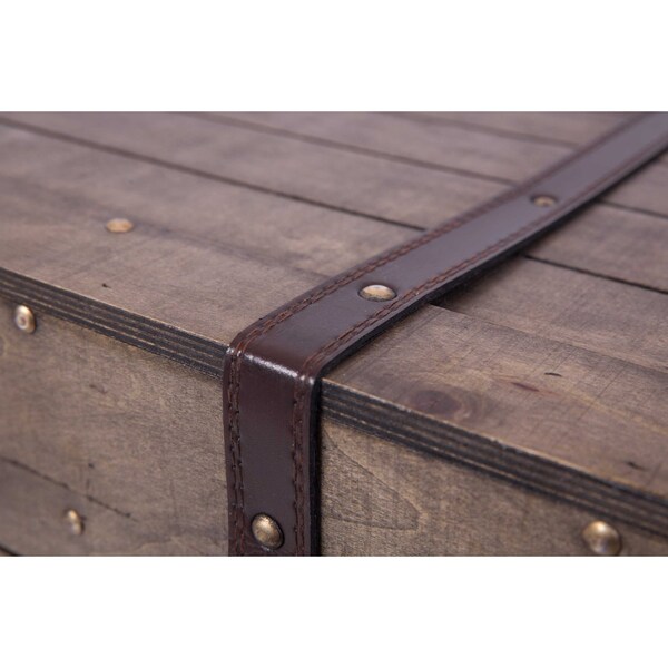 Vintiquewise Old Fashioned Large Natural Wood Storage Trunk and Coffee Table - QI003414L
