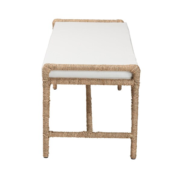 Bali & Pari Nasim Modern Bohemian Natural Seagrass and Metal Accent Bench - 240-13450-ZORO