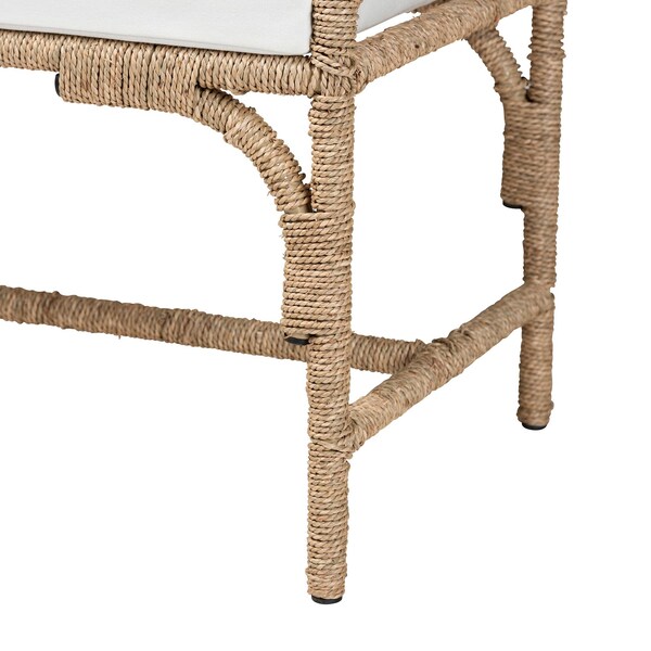 Bali & Pari Nasim Modern Bohemian Natural Seagrass and Metal Accent Bench - 240-13450-ZORO