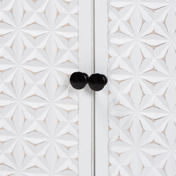 Baxton Studio Nefeli Mid-Century Transitional White Finished Wood and Black Metal 2-Door Storage Cabinet - 239-13528-ZORO
