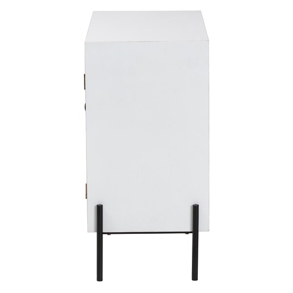 Baxton Studio Nefeli Mid-Century Transitional White Finished Wood and Black Metal 2-Door Storage Cabinet - 239-13528-ZORO