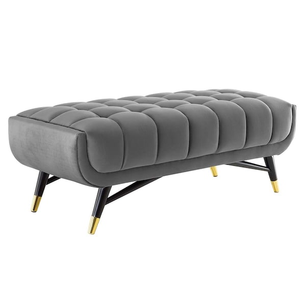 Modway Furniture 47.5 in. Adept Performance Velvet Bench, Gray - EEI-4242-GRY
